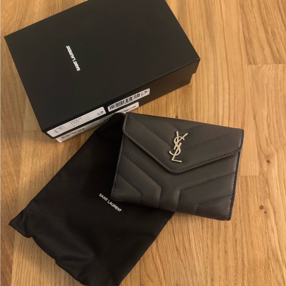 Saint Laurent Charcoal Wallet with YSL Logo - Picture 1 of 6